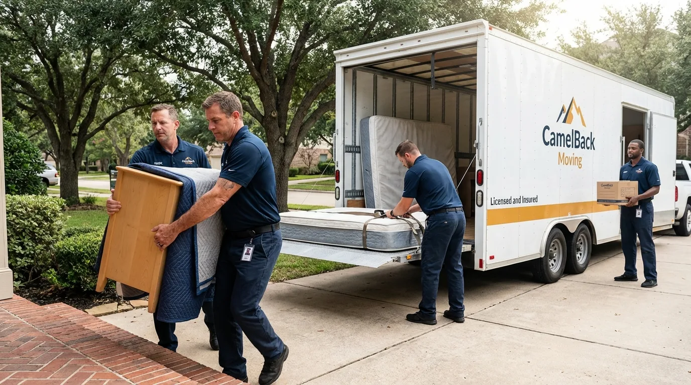 Crew loading residential truck for cross-state move from Centreville, MI